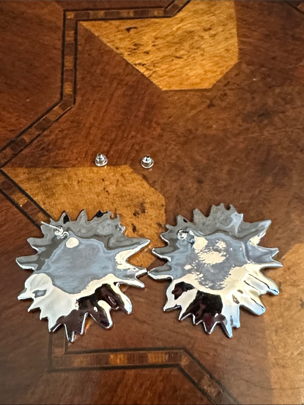 Silver Sunflower Statement Earrings - Elegant Floral Studs - Picture 5 of 7
